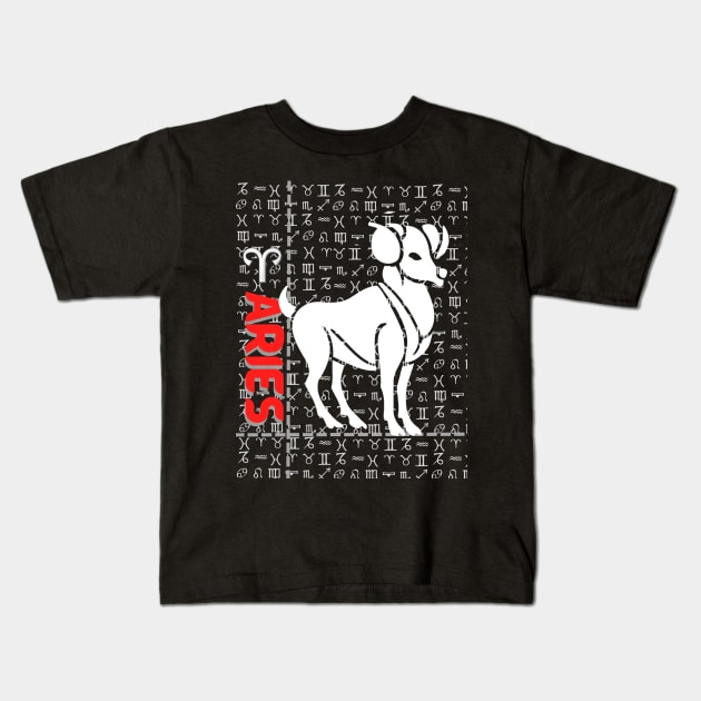 Aries Zodiac symbol Kids T-Shirt by QReality